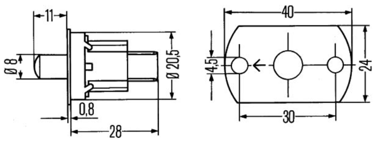 Türkontakt Schalter - 2 pol. - Öffner - Druckbetätigung