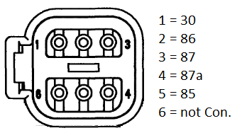 Minirelais mit DT6 Steckeranschluß 12V 20/30A - Wechsler - vergossen- ohne Befestigungslasche