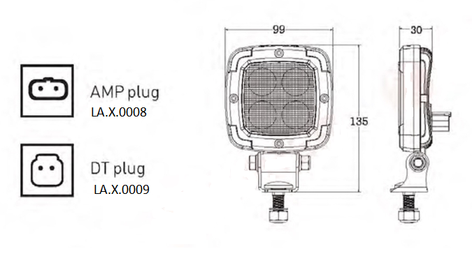 Arbeitsscheinwerfer - 4 x 5W LED - 2200 Lm - Flood-Ausleuchtung - Deutsch Steckeranschluß
