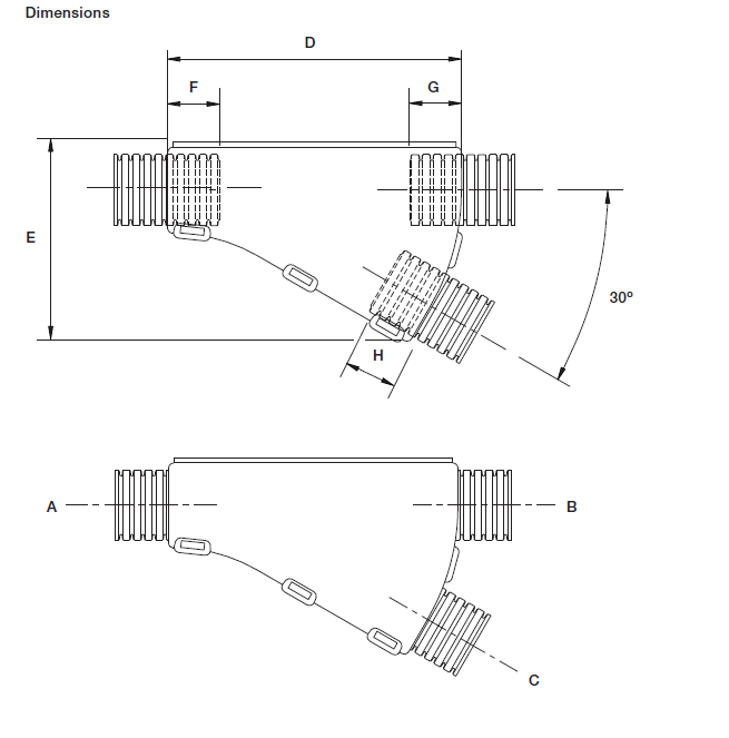 ABB - Y-Anschlussgehäuse für Wellrohr - Serie YPH - (NC: 12/08/10 - NW: 10/7,5/8,5) - Farbe: Orange - Material: PA6 (copy)