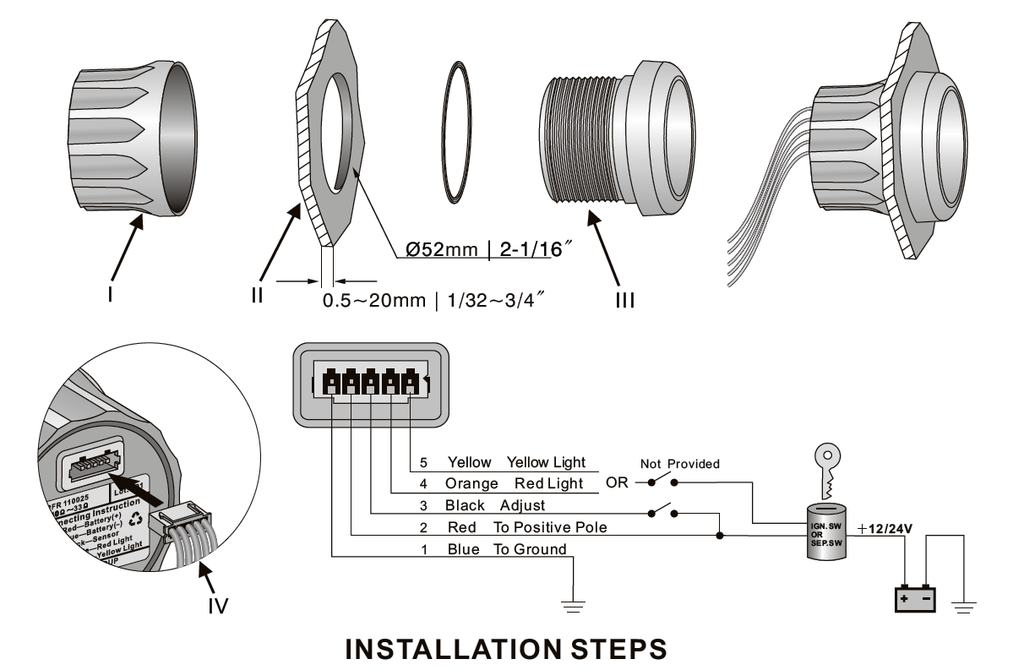 Digitaler Arbeitsstundenzähler für Fahrzeuge - D:52mm