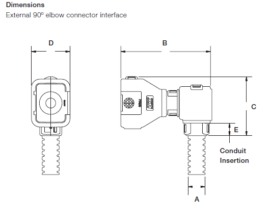 ABB - 90 Grad gebogenes Anschlussgehäuse 4-pol. fuer Tyco - (NC: 08 - NW: 7,5) (copy)