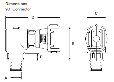 ABB - Externer teilbarer und drehbarer Hochtemperatur-Steckverbinder mit 90°-Winkelverbinder - Serie FCI Apex (copy)
