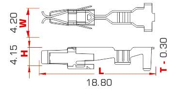 Sensor/Relais Crimpkontakt- Kabeldurchmesser 0,5-1,00mm² - Material: CuSn+Fe - kurze Version - Spule: 2500