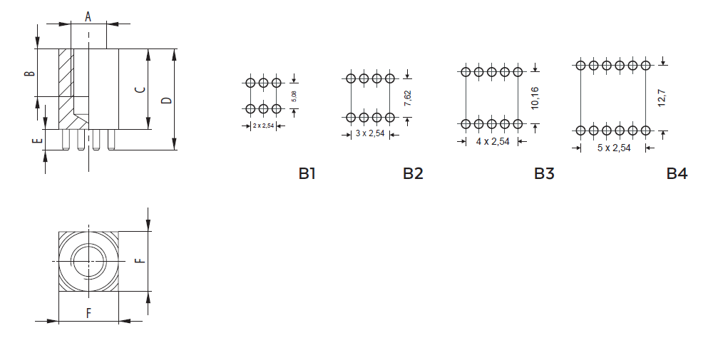 POWER SOCKET - BlueBrass - Hochstrom PCB-Anschluss