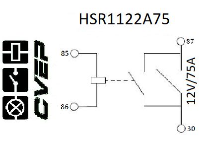 Powerrelais - 12V - 75A - Schließer - 2x M5 Bolzen/2x 6,3mm Steckeranschluß - 2 x seitl. Lasche