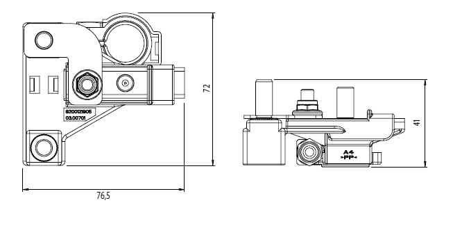 PRE-MOUNTED HOUSING FOR 1 POWER/MEGAVAL WITH BATTERY TERMINAL