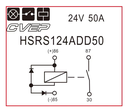 Powerrelais - 24V - 50A - Schließer mit 2x Diode - 2x M5 Bolzen/2x 6,3mm Steckeranschluß - 2 x seitl. Lasche