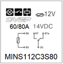 Minirelais 12V - 80A - Wechsler - mit Steckrahmen und Metallbefestigungslasche - vergossen - für Relaissockel 9.9048.x