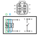 Minirelais 12V - Schließer - 25A - Diode - Stecker DTF13-6P - vergossen - Lasche optional