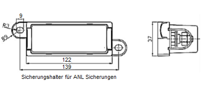 Sicherungshalter mit transparenten Deckel und Anschraublaschen für ANL Sicherungen