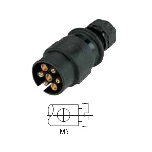 Trailer connector 12 V, 7-pin, folding connector according to ISO 1724, N version, plastic, with screw contacts 