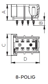 JPT CONNECTOR, 2-ROW, 8-PIN, PRESS-FIT TECHNOLOGY - black