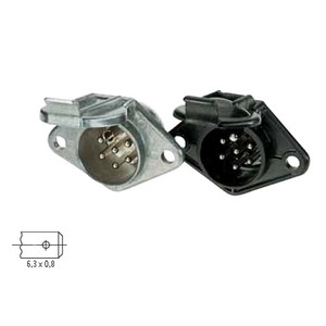 Trailer plug 24 V, 7-pin, socket, according to ISO 1185, N design, metal, with flat plug contacts 