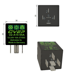 Time relay 24V 10 / 15A - 5s - delayed switch-on - potential free - terminals 15 and 31 can be reversed