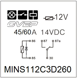Mini relay 12V - changeover contact - 45A/60A - diode - with metal mounting bracket - sealed