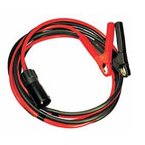 2-pin military connector, 24 V according to VG 96 917, jump start cable, 35 mm² cable, 3.5 m length, black plug, black and red pole clamps 