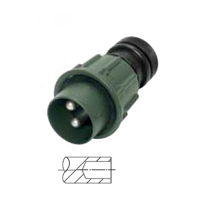 2-pole military connector, 24 V according to VG 96 917, plug with screw ring, olive green, with crimp / solder contacts for 35 mm² cable, for heat-shrinkable end housing or for overmolding 