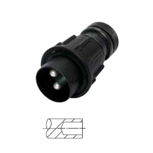 2-pin military connector, 24 V according to VG 96 917, plug with screw ring, black, with crimp / solder contacts for 50 mm² cable, for heat-shrinkable end housing or for overmolding 