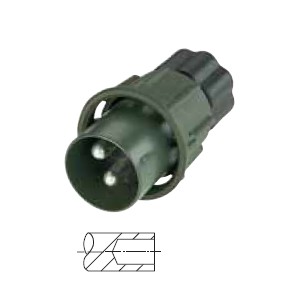 2-pin military connector, 24 V according to VG 96 917, plug with screw ring, olive green, with crimp / solder contacts for 35 mm² cable 