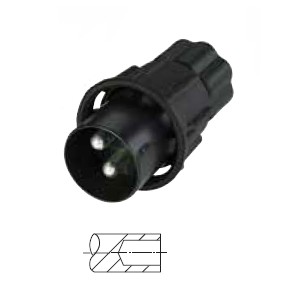 2-pin military connector, 24 V according to VG 96 917, plug with screw ring, black, with crimp / solder contacts for 50 mm² cable 