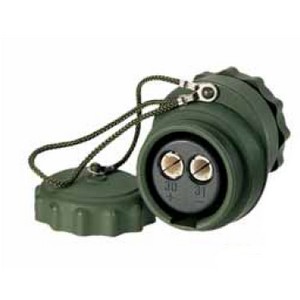 2-pin military connector, 24 V according to VG 96 917, coupling with screw caps 