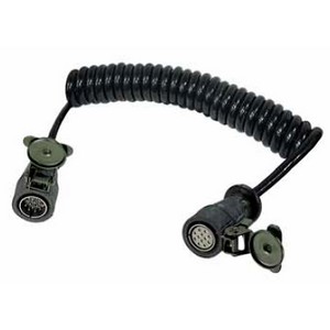 Military plug according to VG 96 923, connecting cable, helical cable with 1 plug pin contacts and 1 plug socket contacts, length 4 m (stretched) 
