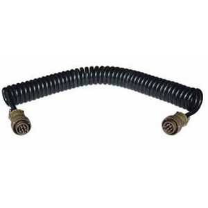 Military plug according to VG 95 234, connecting cable, helical cable with 1 plug contact sockets and 1 plug contact pins, length 4 m (stretched) 