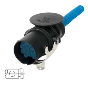 24 V trailer plug, 15-pin, plug to ISO 12 098, with anti-kink sleeve, with turned screw contacts, for cables Ø 13 - 17 mm