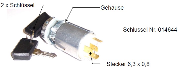 Ignition lock glow plug switch - without park position - with key 014644