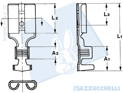 Flat receptacle with locking lug 9.5mm - Cable cross-section: 4mm²-6mm² - Material: CuZn 