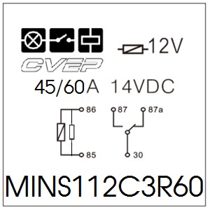 Minirelay 12V - Changer - 45A/60A - Resistor - with metal bracket - sealed