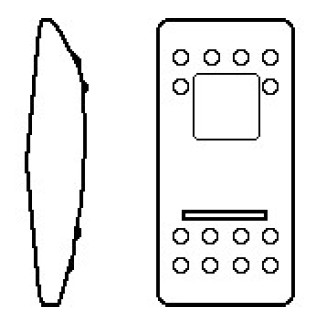 Carling Contura II rocker switches - off-on-(on) - 2 x LED superbright green - Actuator - 1x white big lens - 1x white small lens