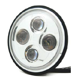 LED Headlight with Low-, Highbeam and DLR - round - E-mark