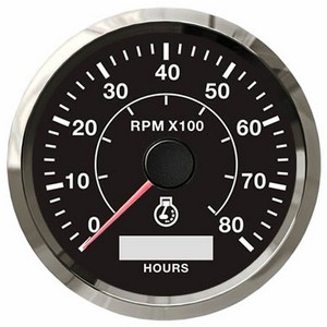 Drehzahlmesser mit Stundenzähler - Edelstahlring