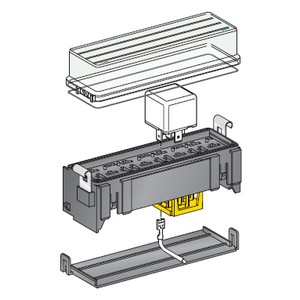 Relay box kit - MINI relay holder 4-pol. + Cover + base plate + crimp contacts 