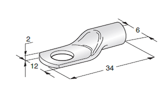 Tubolar L34 - Hole M8 - Cable cross section 16mm² - Material: Cu-Sn 