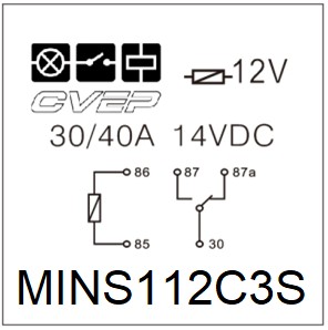 Minirelay 12V - 30/40A - Changer- with plastic frame and metalbracket- sealed- for relaysocket No. 9.9047.0