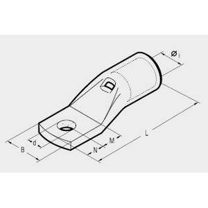 Narrow lug cable lug - 95mm² - Hole: M8 - narrow version