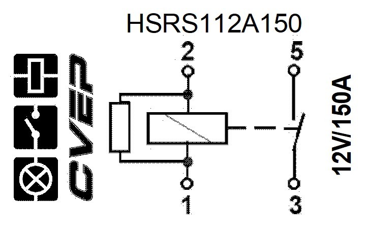 Powerrelay - 12V - 150A - Closer - Resistor - 2x2 M6 screws/terminals - 2 x bracket