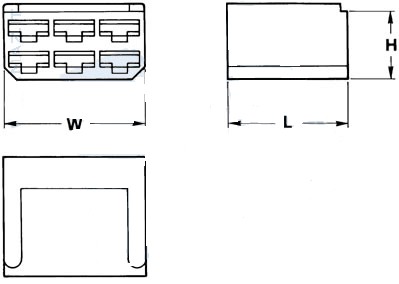 MULTIPLE 6.3 FEMALE holder white 6-pol. - without locking tab 