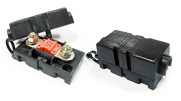Fuse holder midi housing: PA66 screw connection M5, 1-pin. (Manufacturer: Littelfuse) 