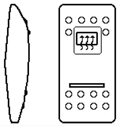 Carling Actuator Contura II - black - 1x white big lens Symbol "Rear Defogger"