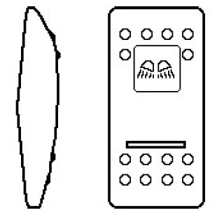 Carling - Actuator Contura II - black - 1x white big lens - 1x white smal lens with Symbol "work-lights (front/rear)"