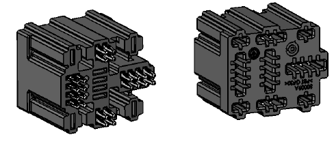 Power Relay Socket for PCB - 4-pin - Press Fit Terminals 2 x 9,5 mm + 2 x 6,3 mm