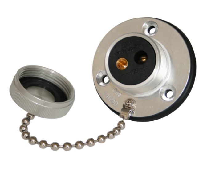 Socket 2-pin DIN 14690 with seal in the screw cap