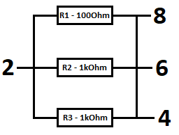 Resistor Combination 0,6W - 1x100Ohm 2x1kOhm - Relay Housing 30x30x30