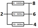 Resistor Combination 0,6W - 1x100Ohm 2x1kOhm - Relay Housing 30x30x30