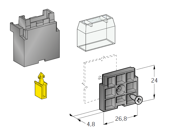 UNIVAL holder kit with cover, mounting plate, screw and SL 