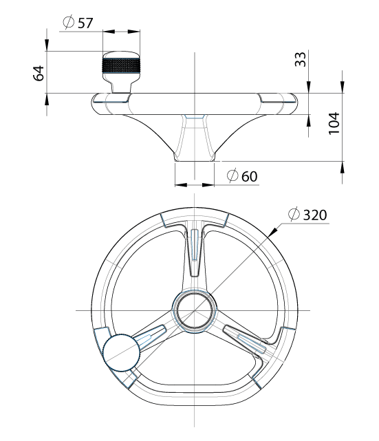 Steering Wheel - D:320mm - flattened form